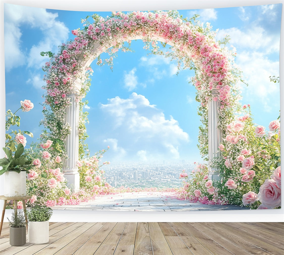 Flower Photo Backdrop Romantic Rose Garden Arch Backdrop BRP1-380