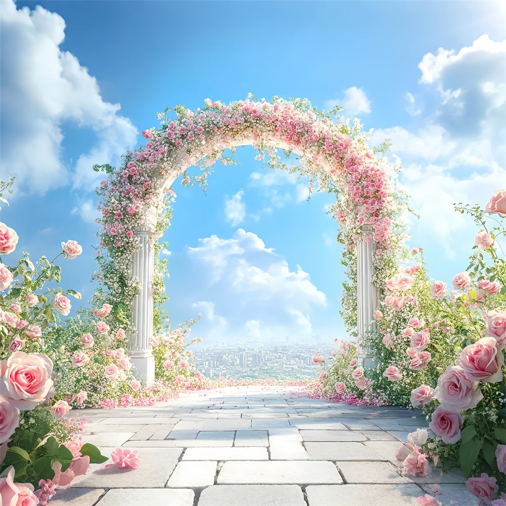 Flower Photo Backdrop Romantic Rose Garden Arch Backdrop BRP1-380