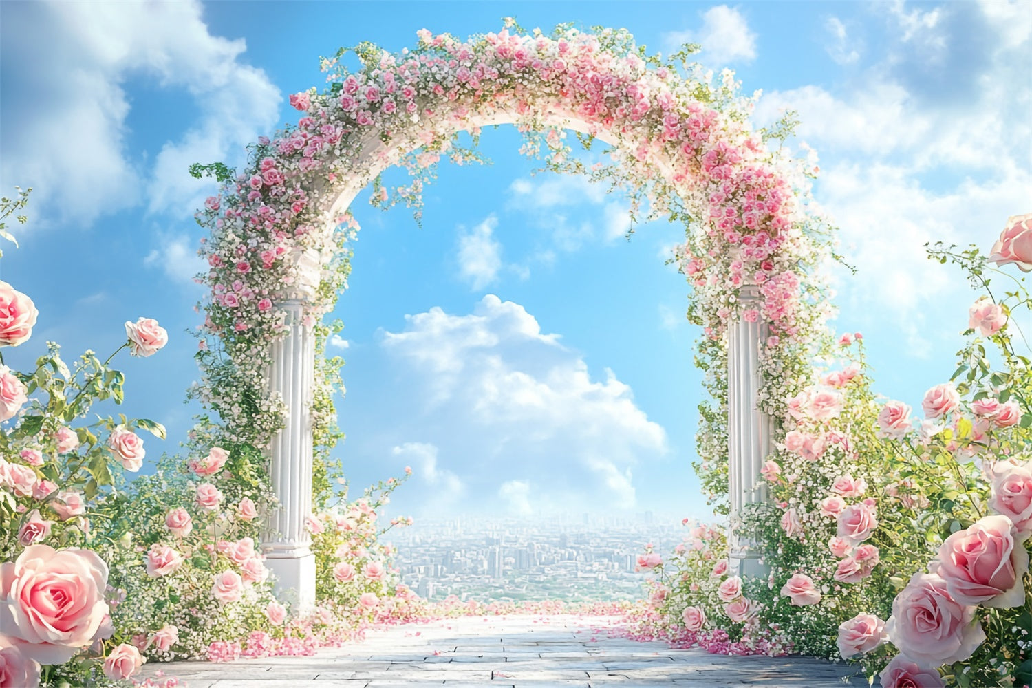 Flower Photo Backdrop Romantic Rose Garden Arch Backdrop BRP1-380