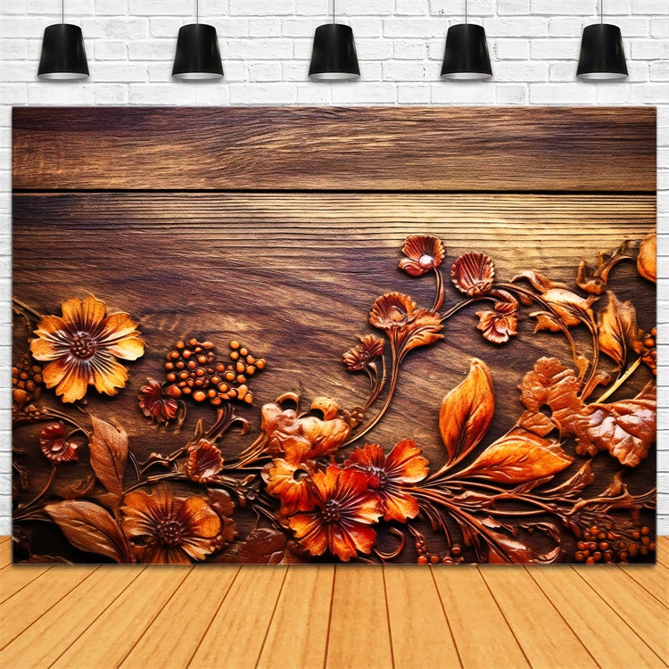 Flower Backdrops For Photography Vintage Carved Wooden Backdrop BRP1-383