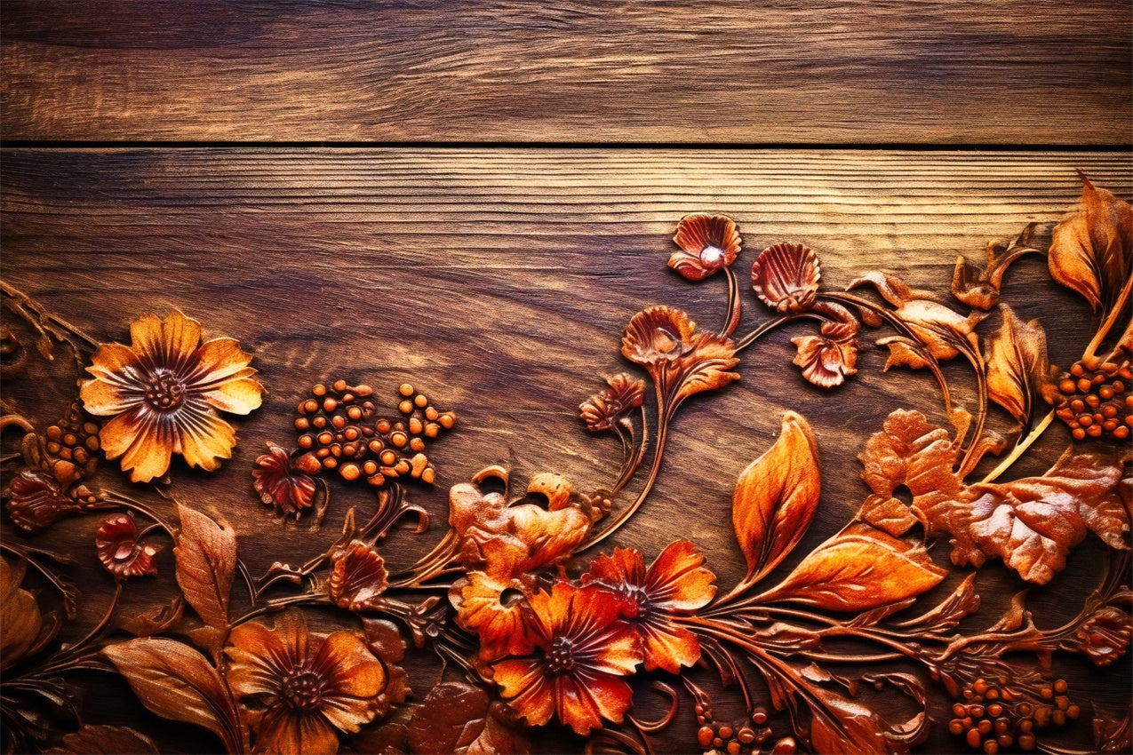 Flower Backdrops For Photography Vintage Carved Wooden Backdrop BRP1-383