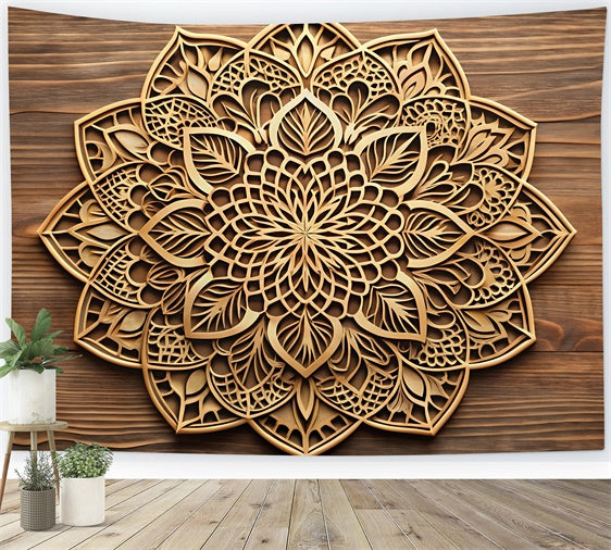 Flower Photography Backdrop Mandala Carved Wooden Backdrop BRP1-384