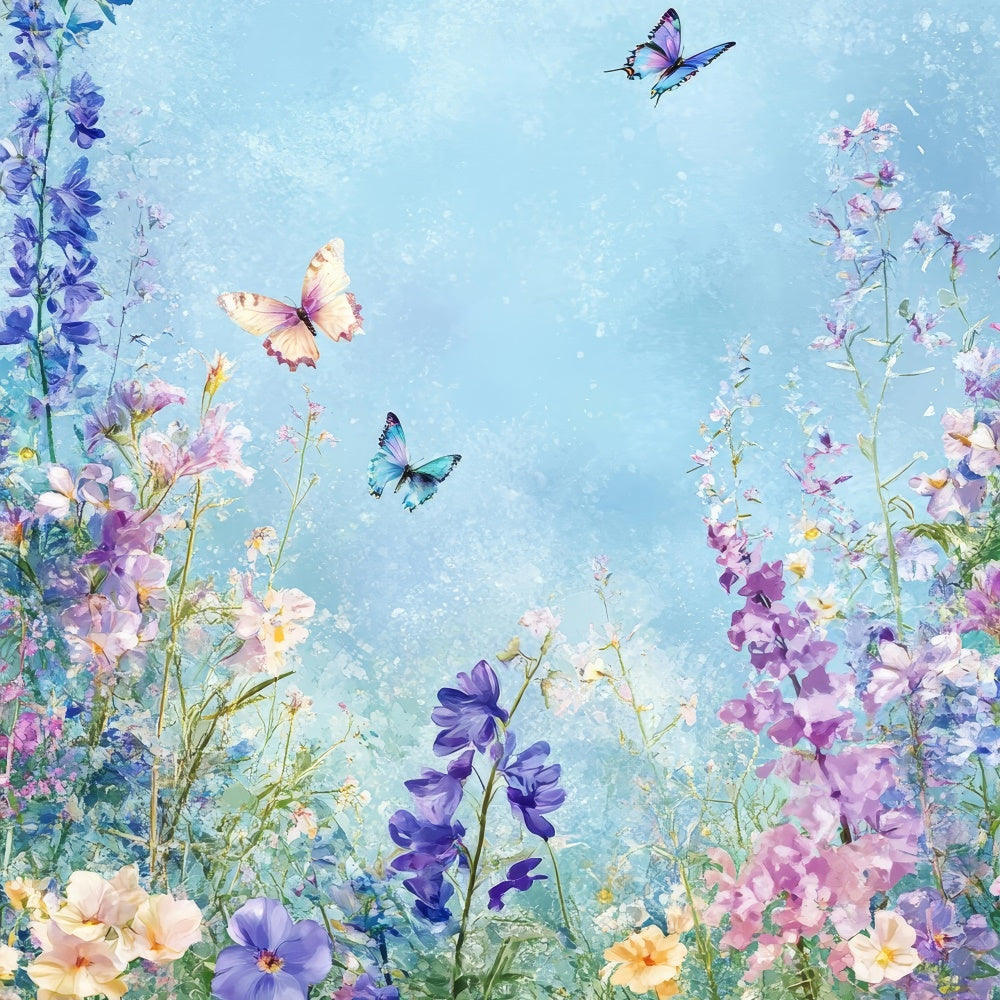 Flower Backdrop Blooming Spring Pastel Butterfly Backdrop BRP1-388