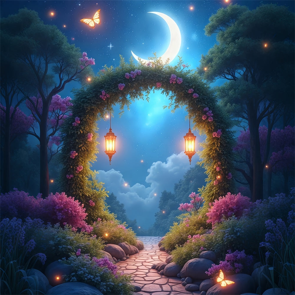 Floral Photo Backdrop Dreamy Night Romantic Garden Backdrop BRP1-390