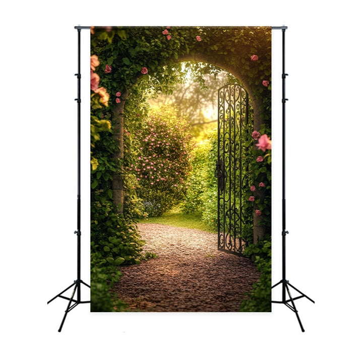 Flower Photo Backdrop Rustic Archway Garden Path Backdrop BRP1-391