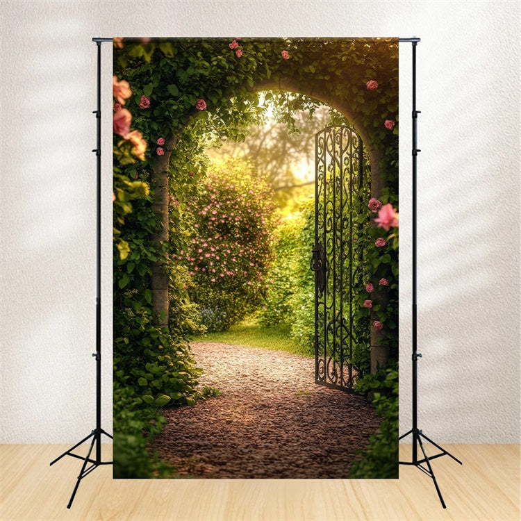 Flower Photo Backdrop Rustic Archway Garden Path Backdrop BRP1-391