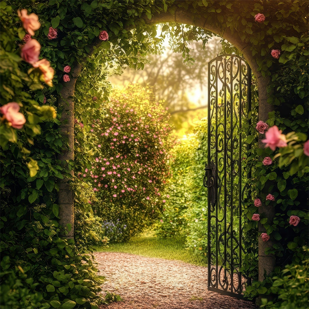 Flower Photo Backdrop Rustic Archway Garden Path Backdrop BRP1-391