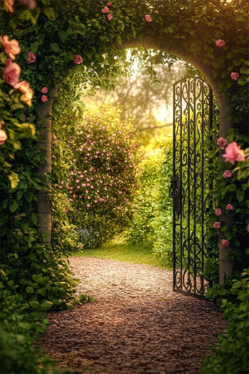 Flower Photo Backdrop Rustic Archway Garden Path Backdrop BRP1-391