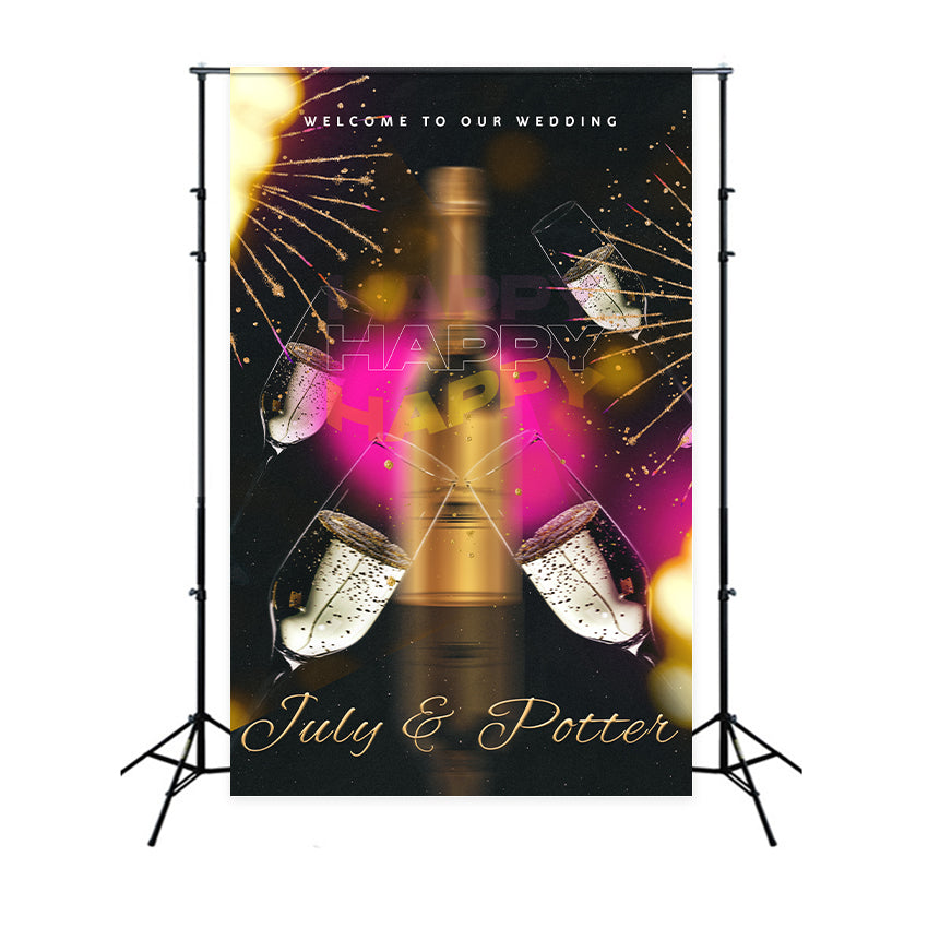 Custom Wedding Photo Backdrops Champagne Toast Celebration Backdrop BRP1-396