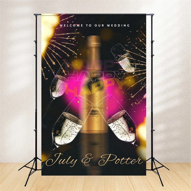 Custom Wedding Photo Backdrops Champagne Toast Celebration Backdrop BRP1-396