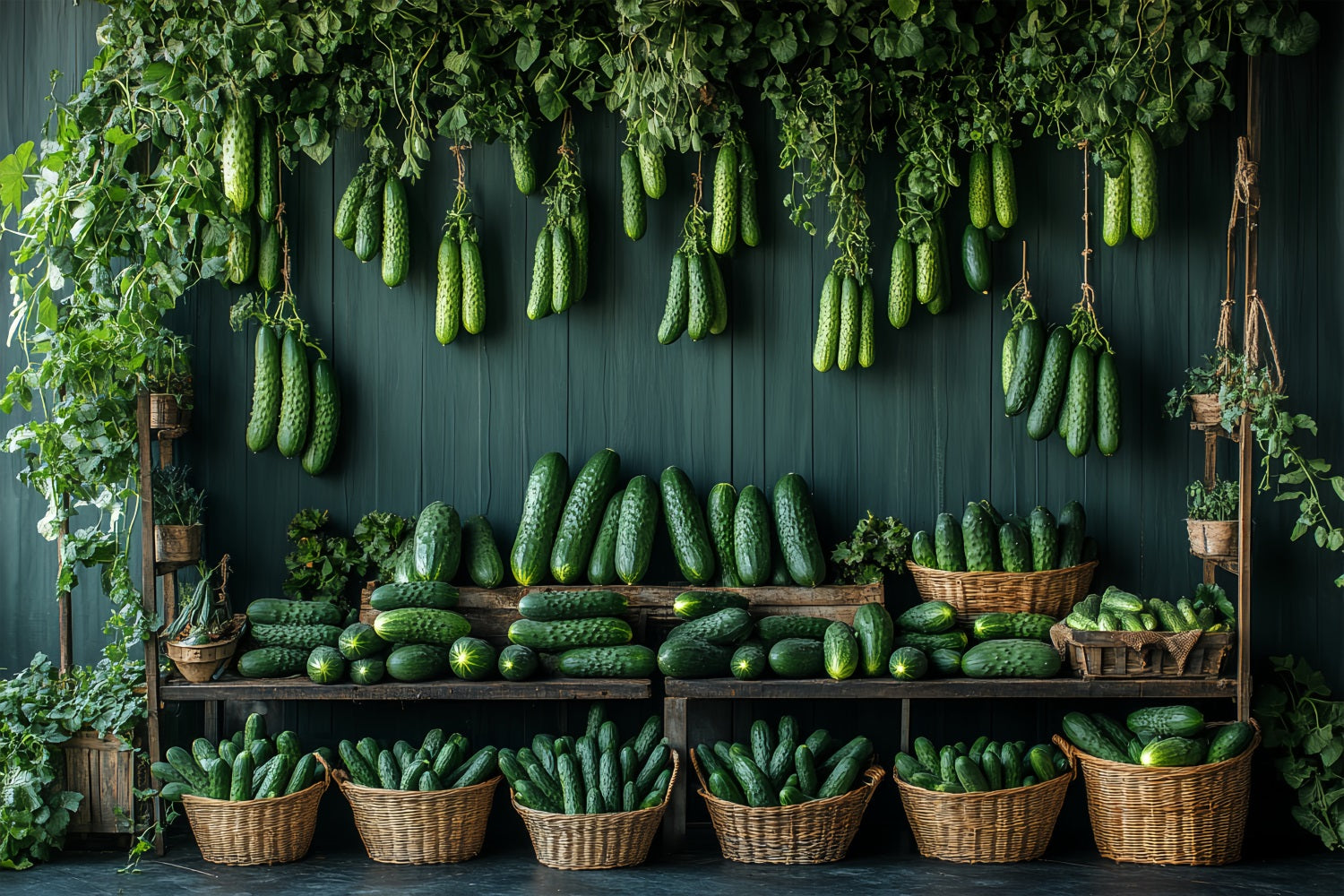 Photo Backdrop Spring Lush Green Hanging Cucumbers Backdrop BRP1-4