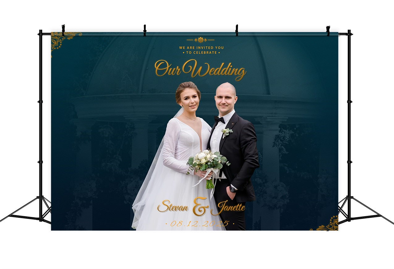 Personalized Wedding Backdrops Luxury Blue Celebration Backdrop BRP1-405