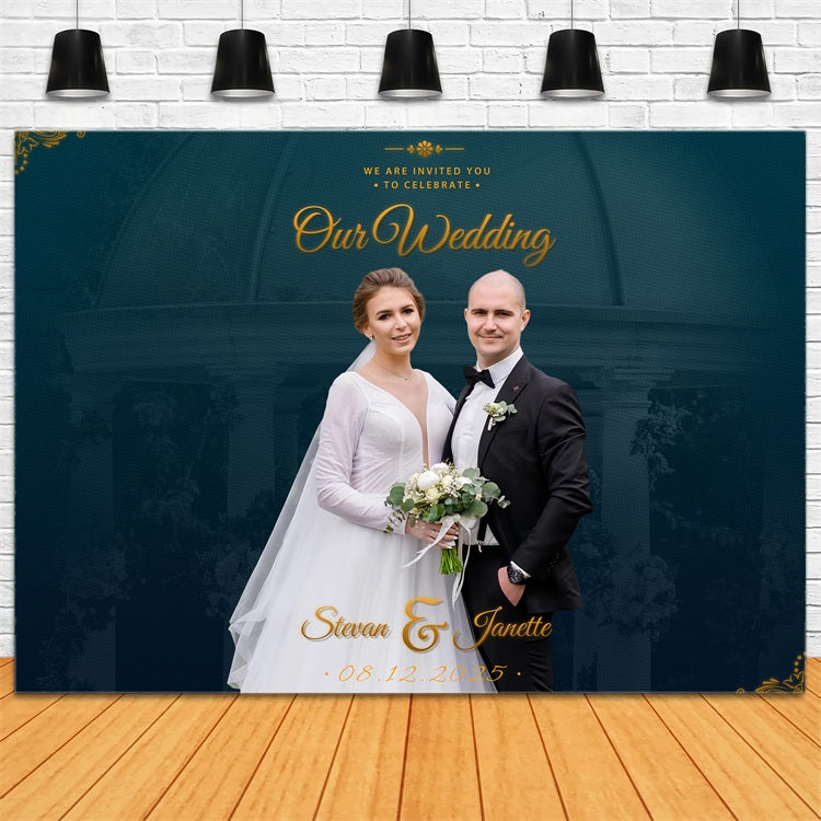 Personalized Wedding Backdrops Luxury Blue Celebration Backdrop BRP1-405