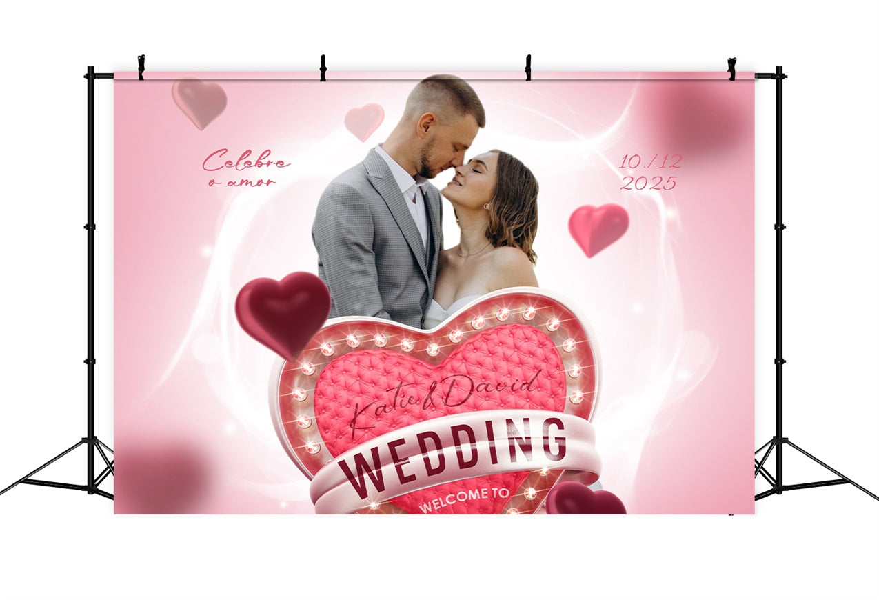 Personalized Backdrop Wedding Sweet Pink Love Backdrop BRP1-406