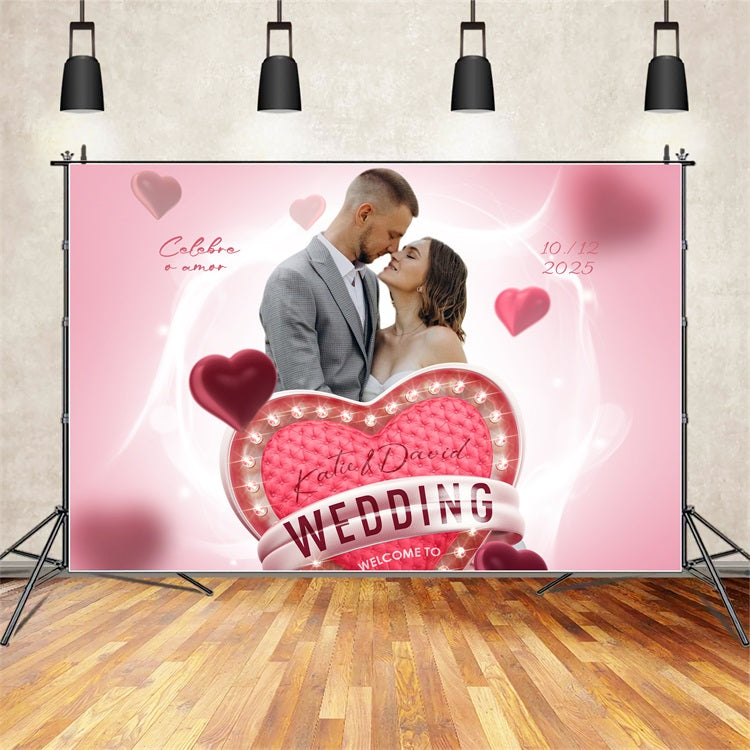 Personalized Backdrop Wedding Sweet Pink Love Backdrop BRP1-406