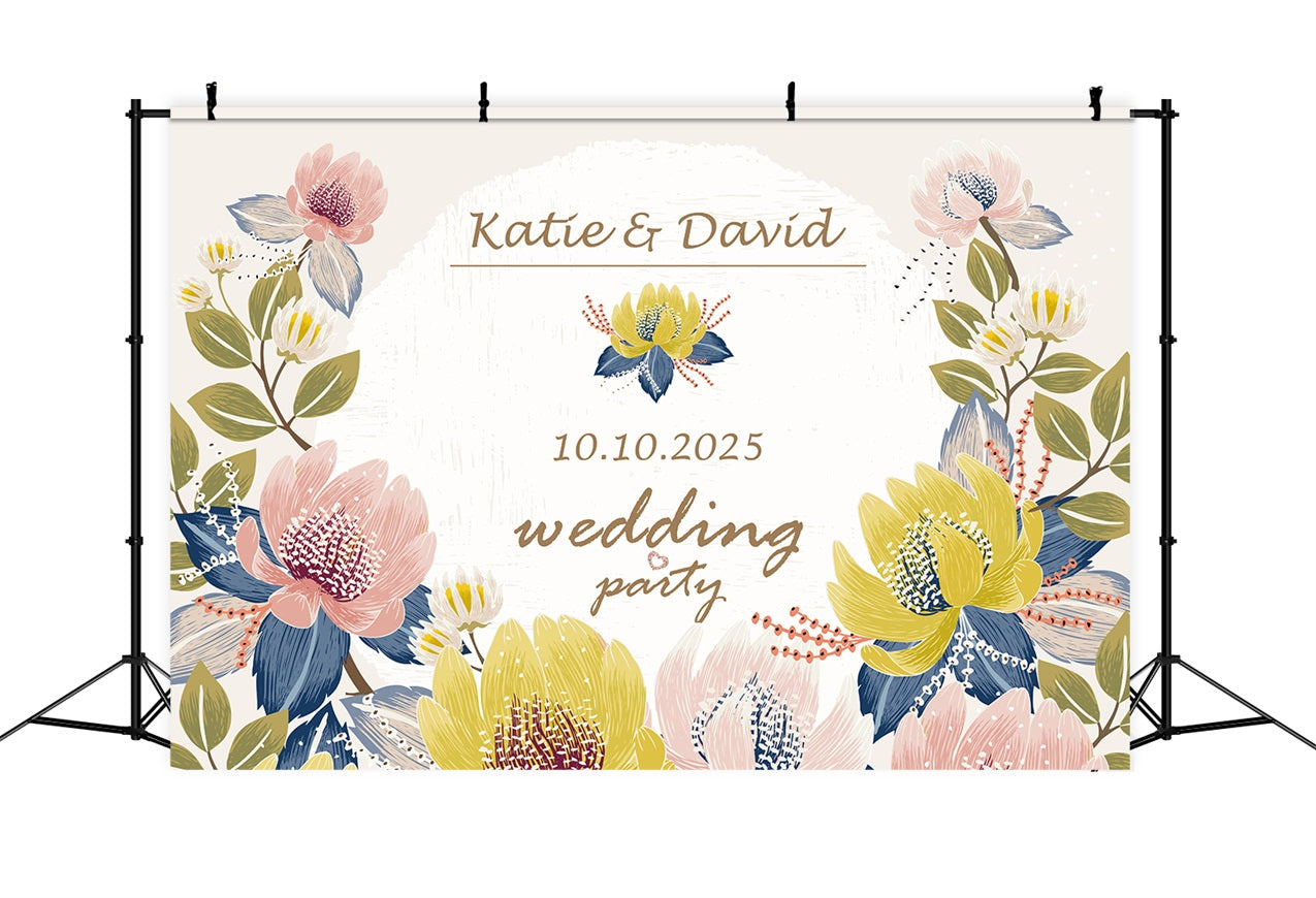 Personalized Wedding Backdrop Soft Pastel Bliss Backdrop BRP1-413