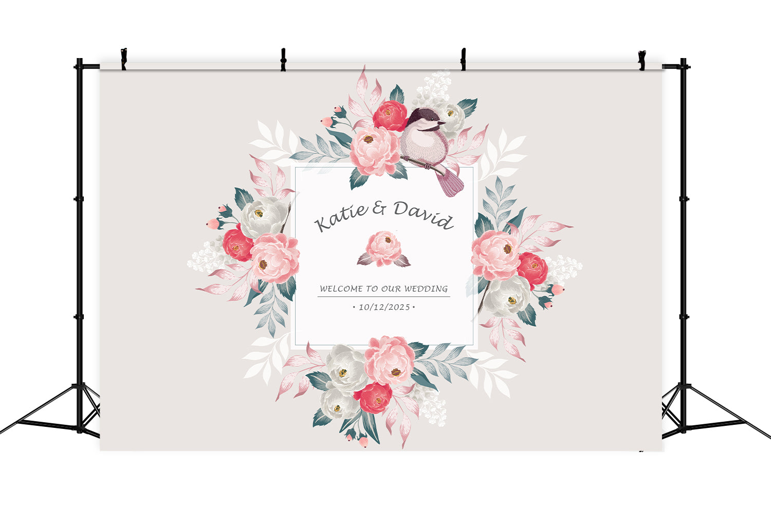 Personalized Wedding Photo Backdrop Sweet Party Floral Backdrop BRP1-414