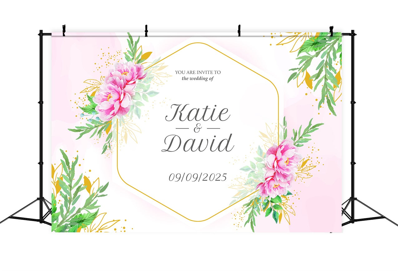 Personalized Wedding Backdrops Floral Bliss Hexagon Backdrop BRP1-419