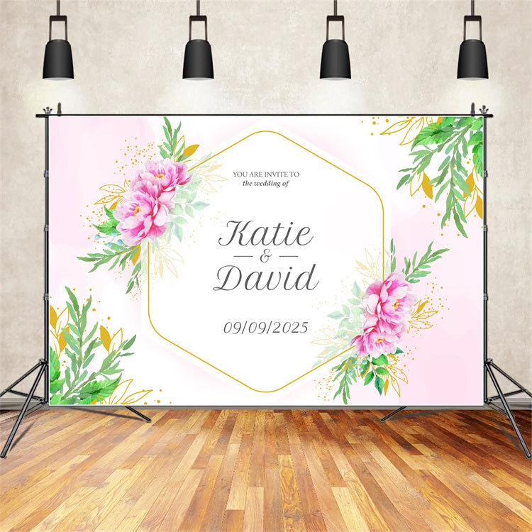 Personalized Wedding Backdrops Floral Bliss Hexagon Backdrop BRP1-419