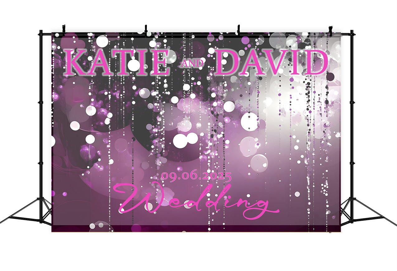 Personalized Wedding Photo Backdrops Glittering Purple Sparkle Backdrop BRP1-423