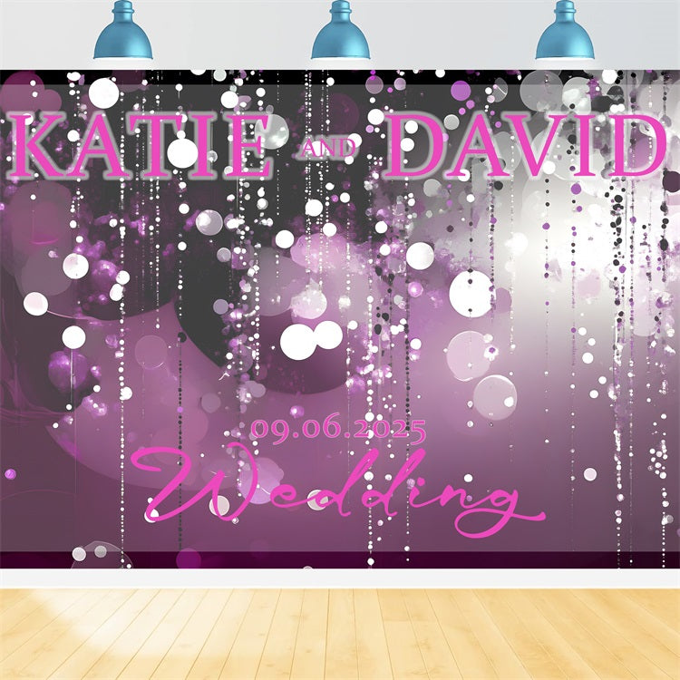 Personalized Wedding Photo Backdrops Glittering Purple Sparkle Backdrop BRP1-423