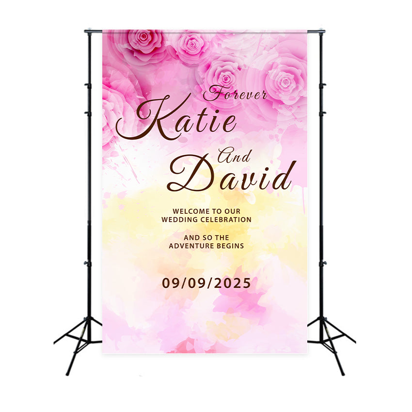 Personalized Wedding Backdrop True Love Forever Floral Backdrop BRP1-425