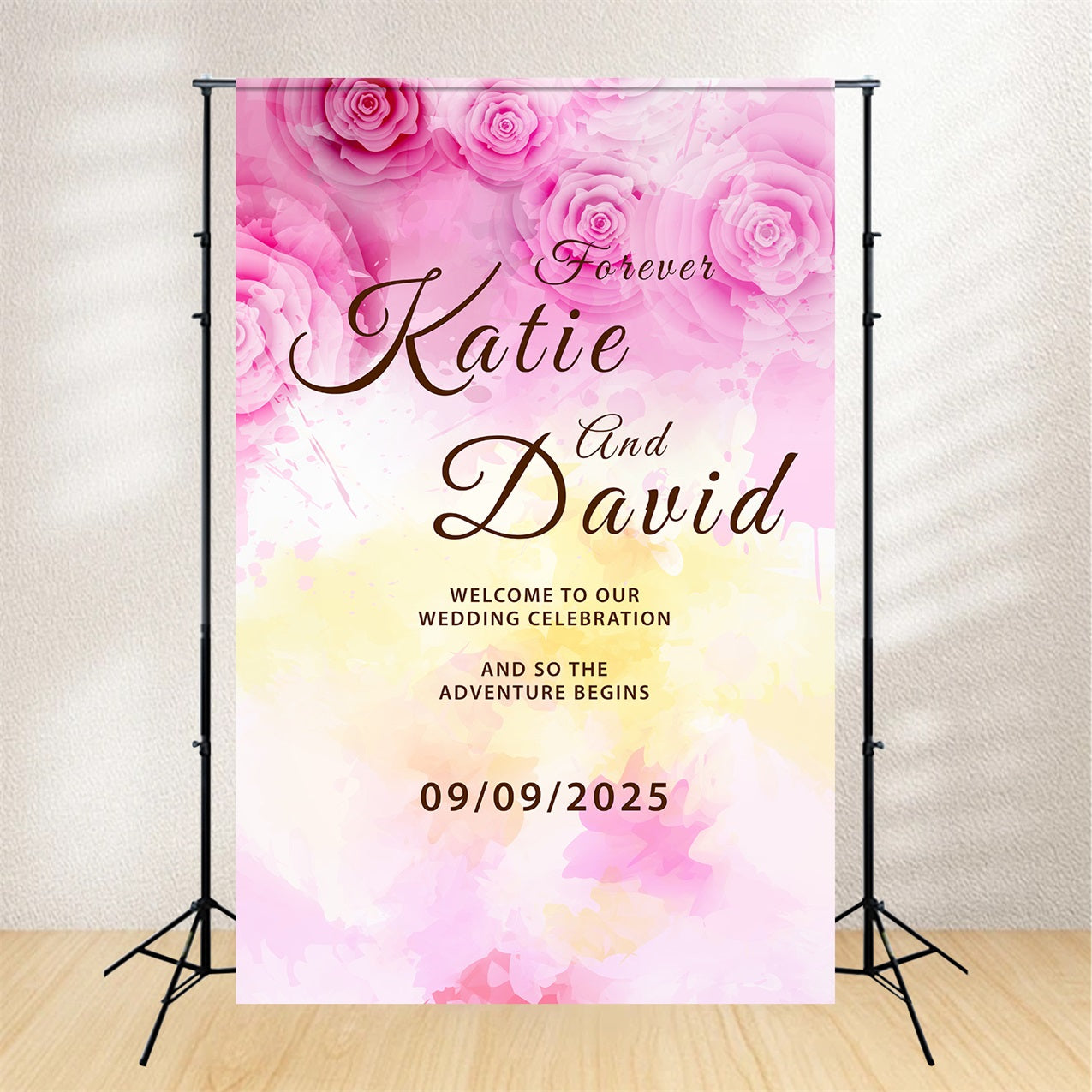 Personalized Wedding Backdrop True Love Forever Floral Backdrop BRP1-425