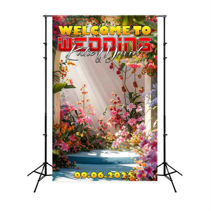 Personalised Wedding Backdrop Floral Archway Celebration Backdrop BRP1-433