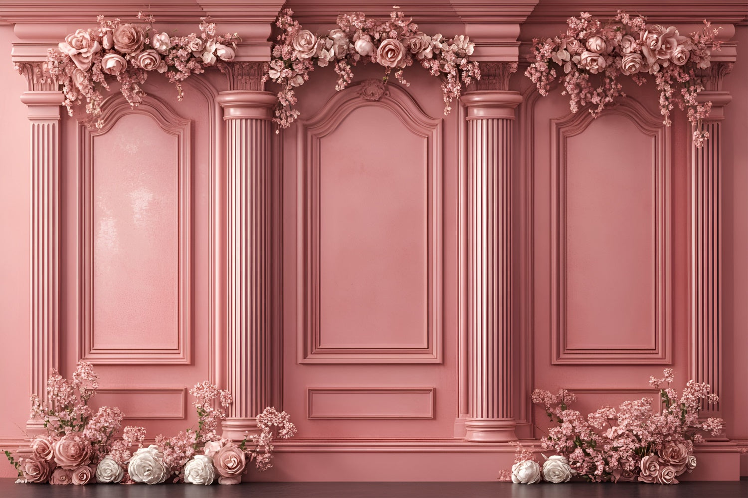 Boudoir Photo Backdrops Ornate Pink Columns Flower Backdrop BRP1-442