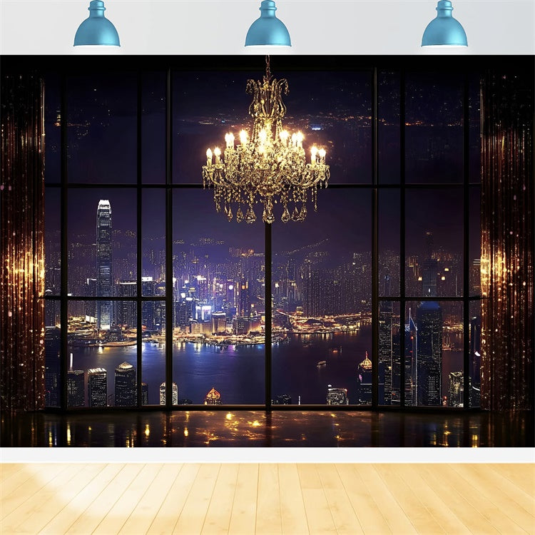 Boudoir Backdrops Cityscape Crystal Chandelier Backdrop BRP1-448