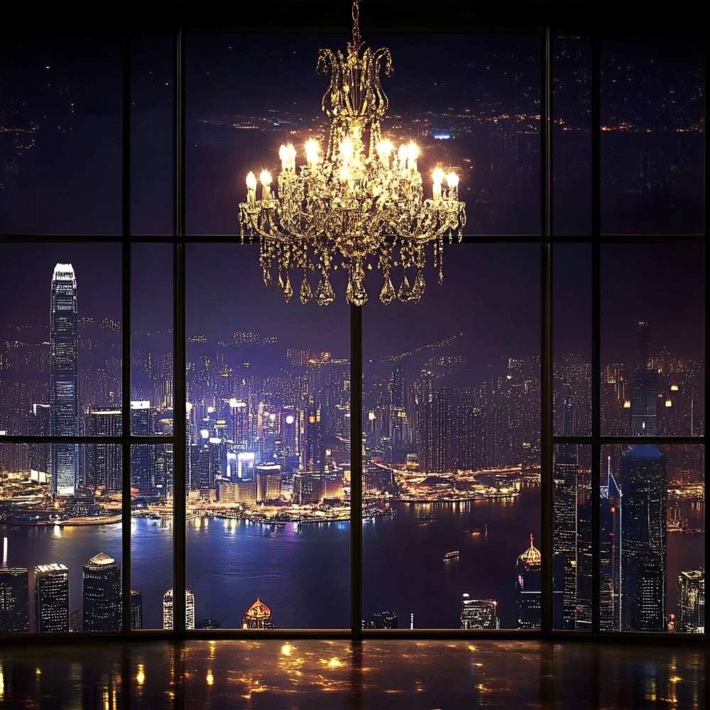 Boudoir Backdrops Cityscape Crystal Chandelier Backdrop BRP1-448