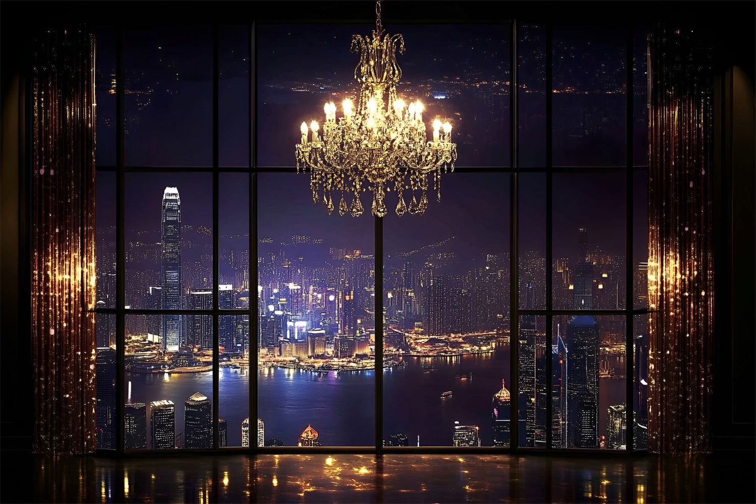 Boudoir Backdrops Cityscape Crystal Chandelier Backdrop BRP1-448