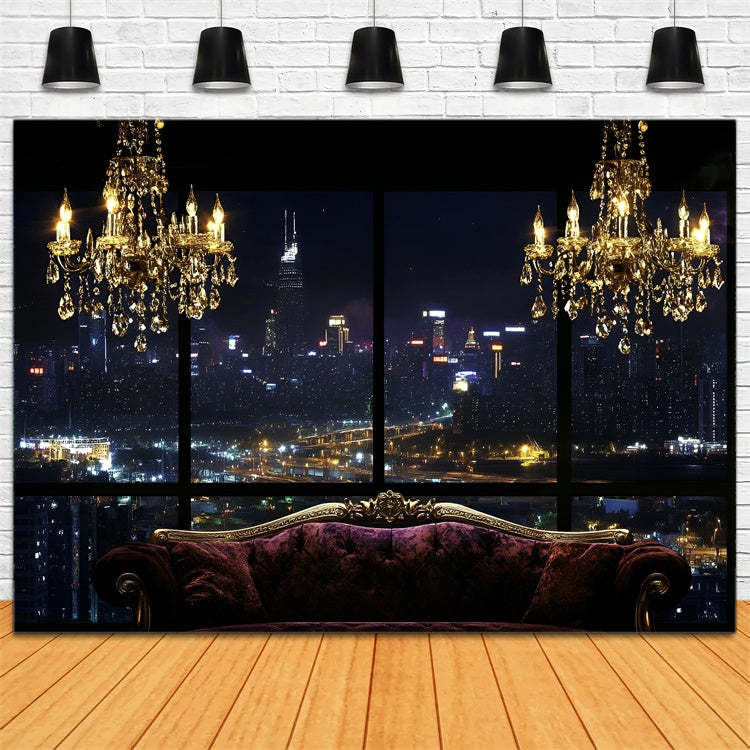 Boudoir Photo Backdrops Evening Cityscape Sofa Backdrop BRP1-449