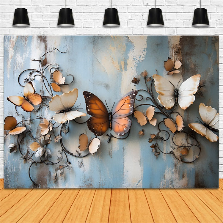 Boudoir Backdrop Rustic Butterfly Weathered Wall Backdrop BRP1-453