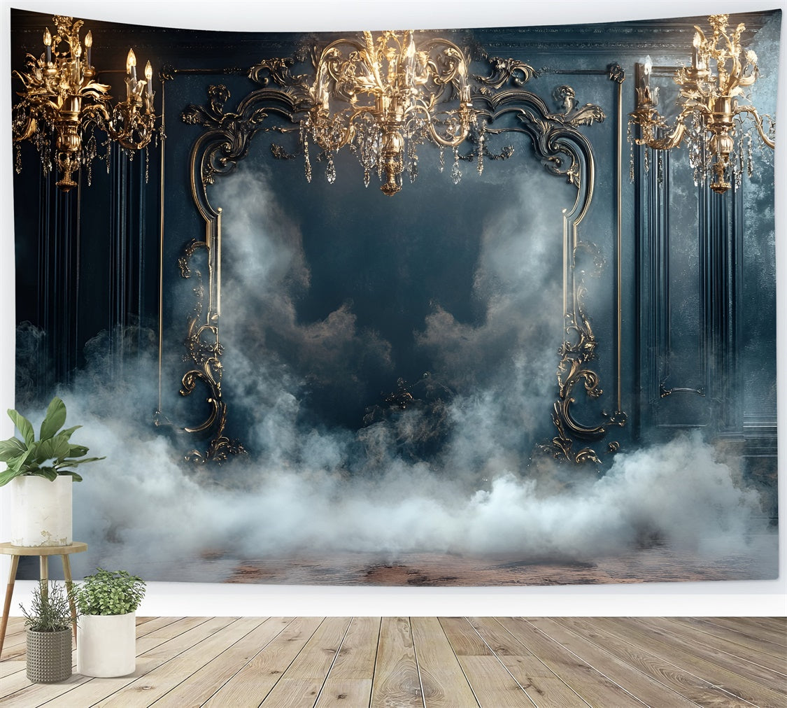 Boudoir Backdrops Chandeliers Baroque Misty Frame Backdrop BRP1-458