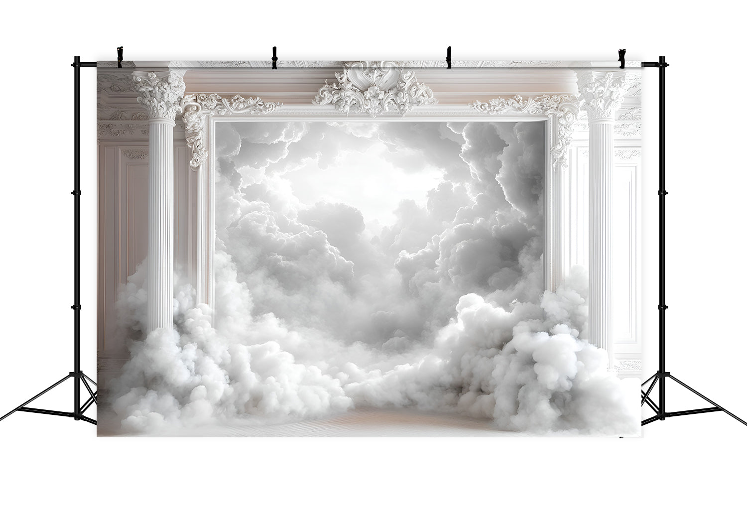 Boudoir Photo Backdrops Elegant White Columns Cloud Backdrop BRP1-460