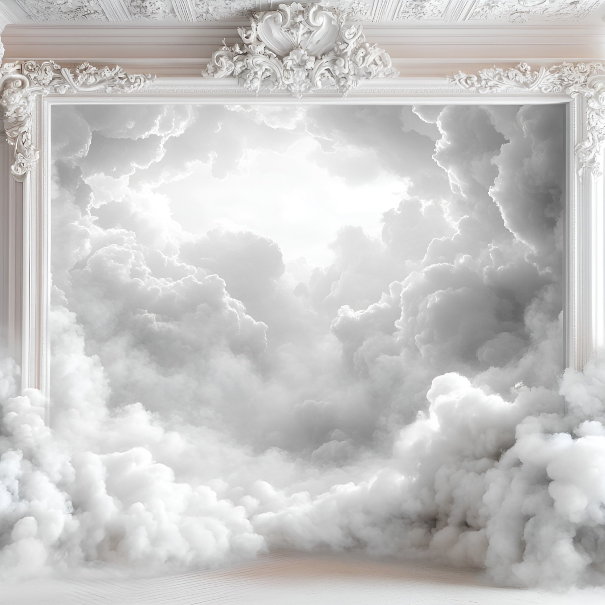 Boudoir Photo Backdrops Elegant White Columns Cloud Backdrop BRP1-460