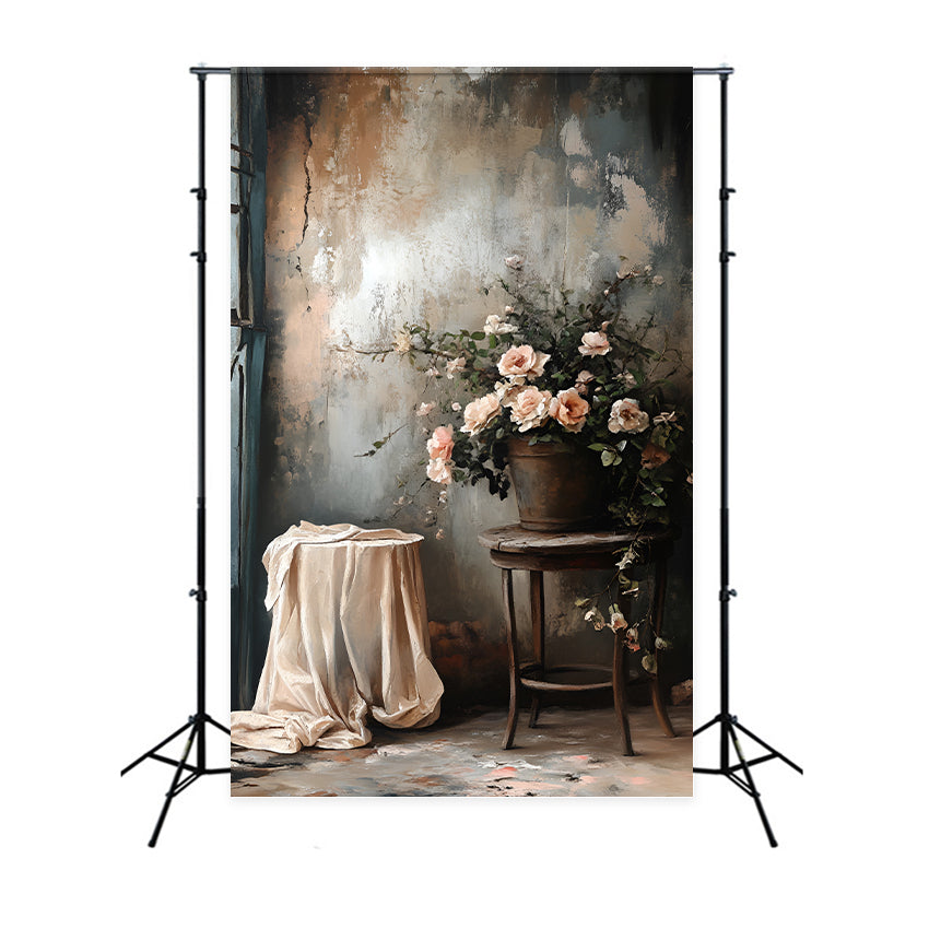 Boudoir Backdrops Delicate Floral Faded Wall Backdrop BRP1-463