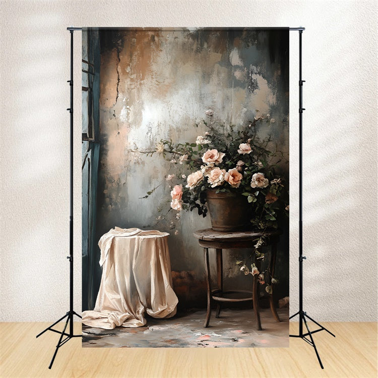 Boudoir Backdrops Delicate Floral Faded Wall Backdrop BRP1-463