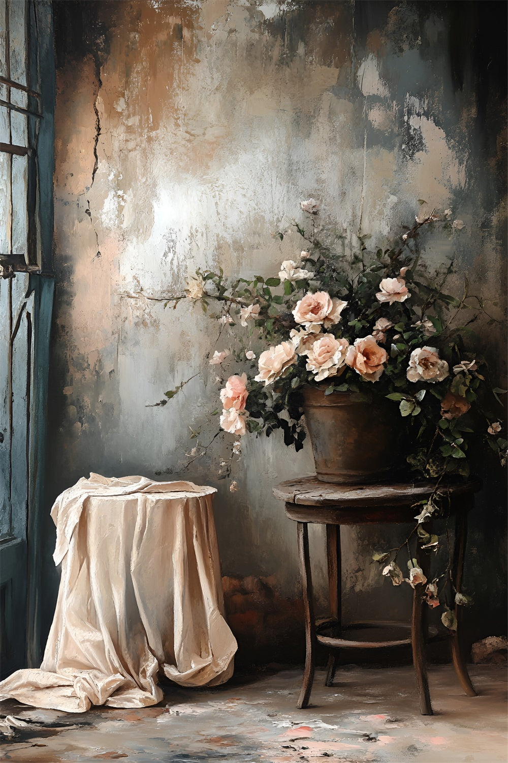 Boudoir Backdrops Delicate Floral Faded Wall Backdrop BRP1-463