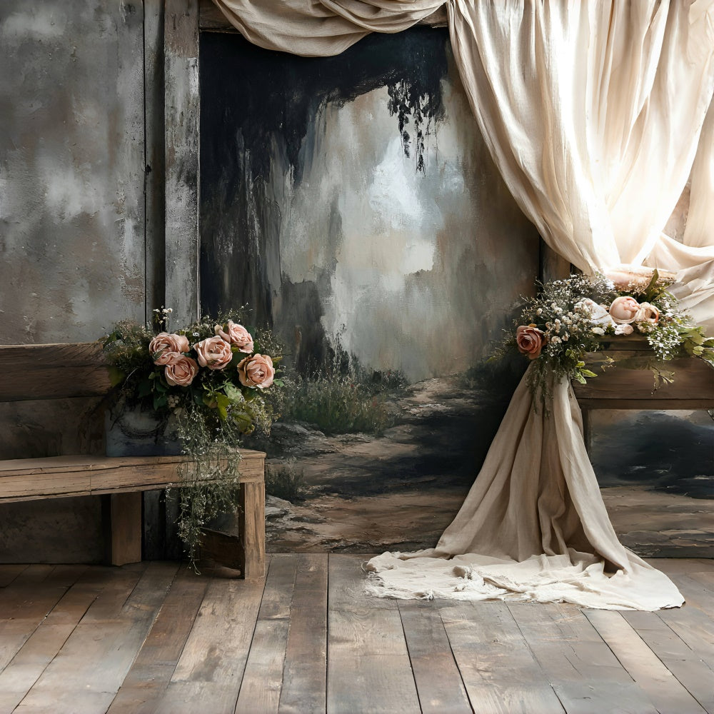 Boudoir Photo Backdrops Forest Path Rustic Floral Backdrop BRP1-464