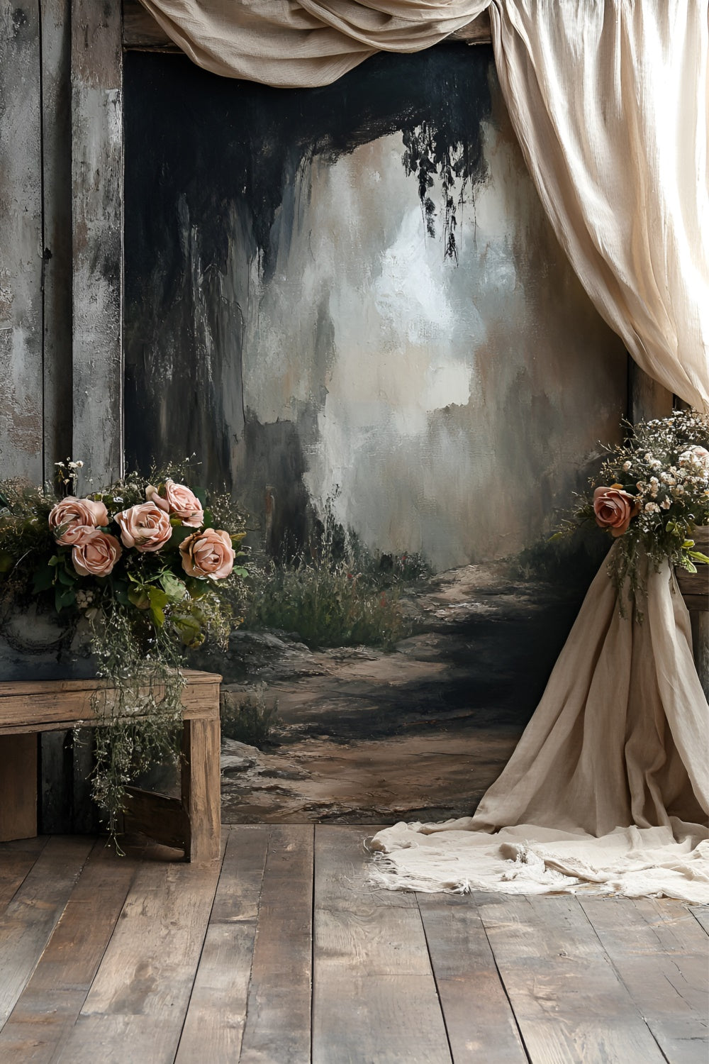 Boudoir Photo Backdrops Forest Path Rustic Floral Backdrop BRP1-464