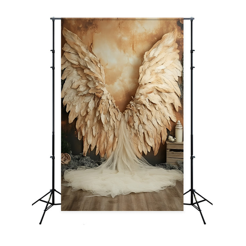 Boudoir Photography Backdrops Angelic Gold Feather Backdrop BRP1-465