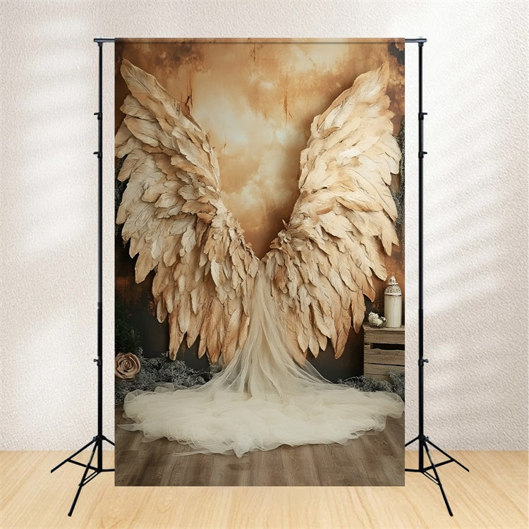 Boudoir Photography Backdrops Angelic Gold Feather Backdrop BRP1-465