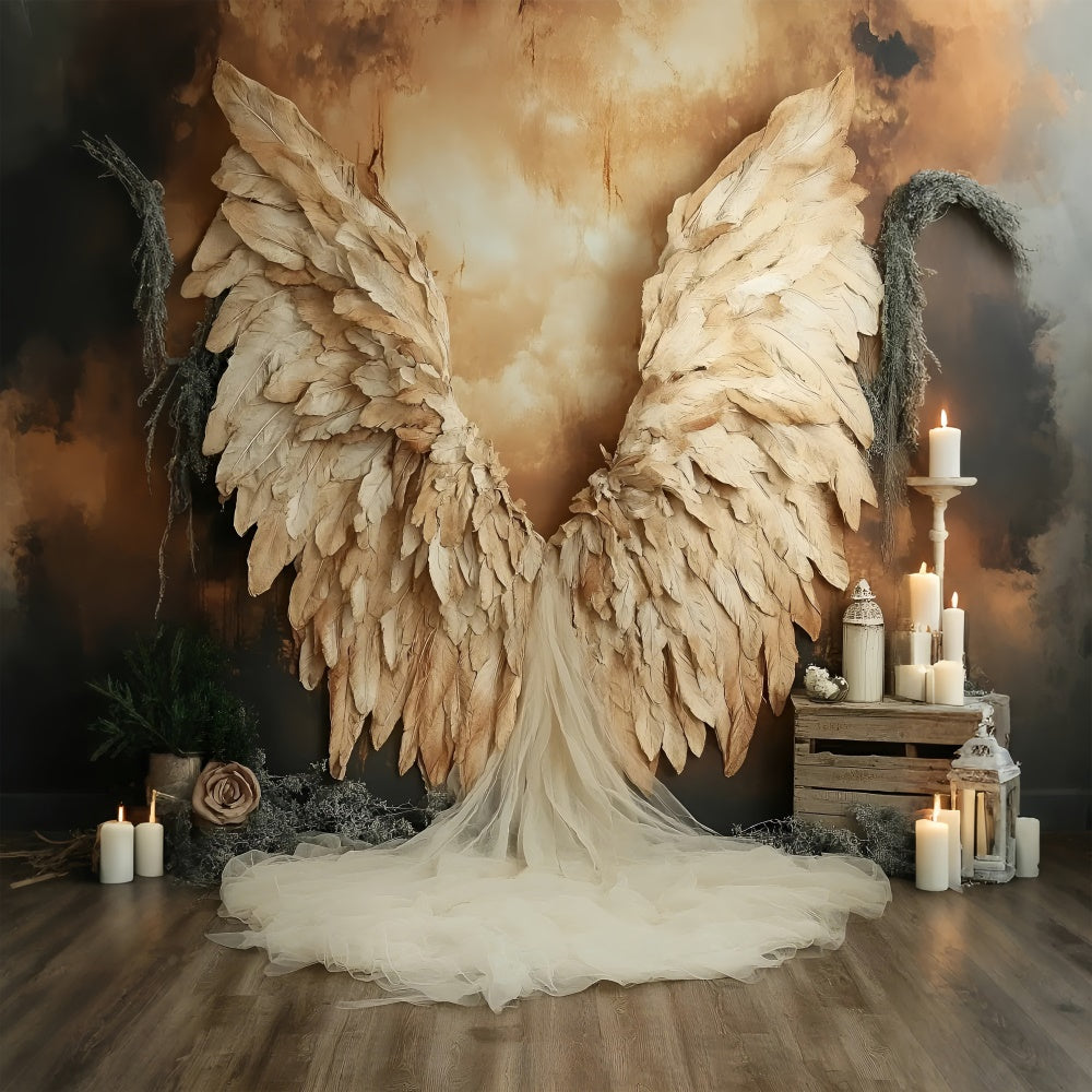 Boudoir Photography Backdrops Angelic Gold Feather Backdrop BRP1-465