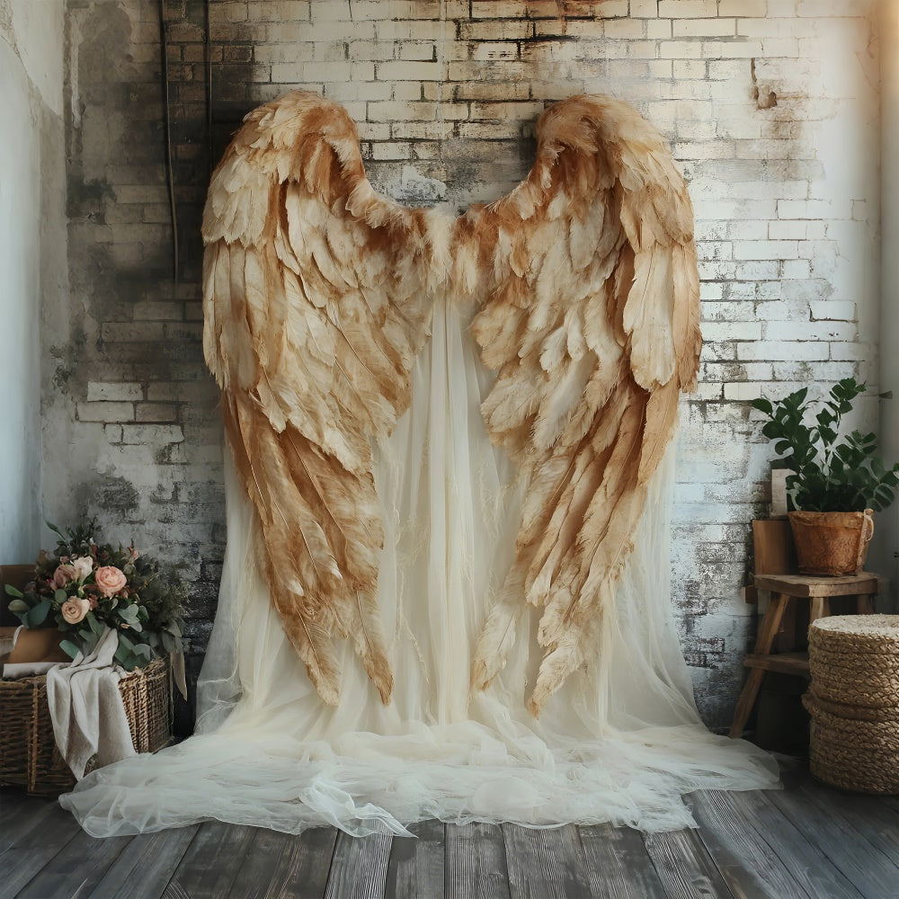 Boudoir Backdrops Angelic Feather Brick Backdrop BRP1-466