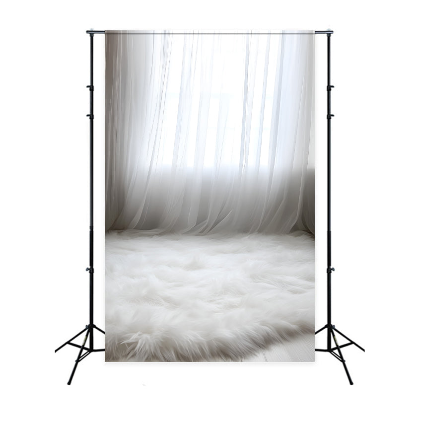 Boudoir Photo Backdrops Minimalist White Fur Floor Backdrop BRP1-467