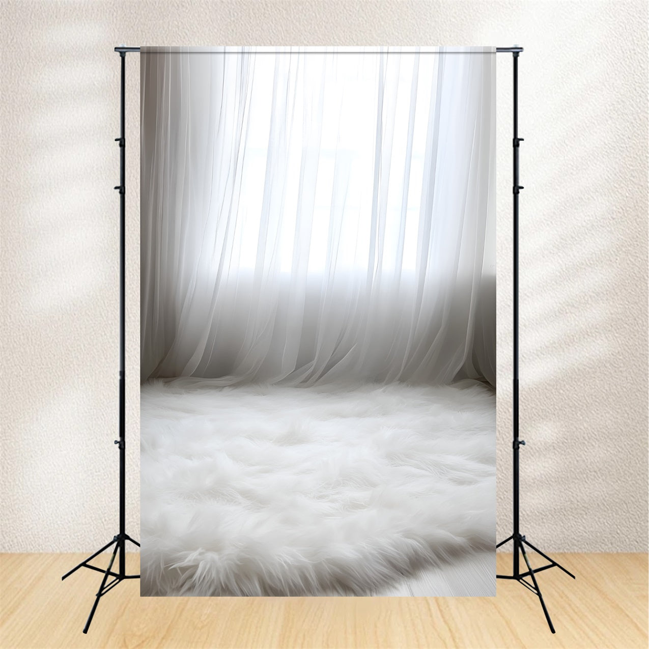 Boudoir Photo Backdrops Minimalist White Fur Floor Backdrop BRP1-467