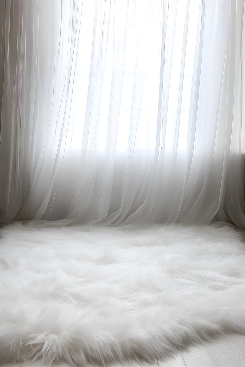 Boudoir Photo Backdrops Minimalist White Fur Floor Backdrop BRP1-467