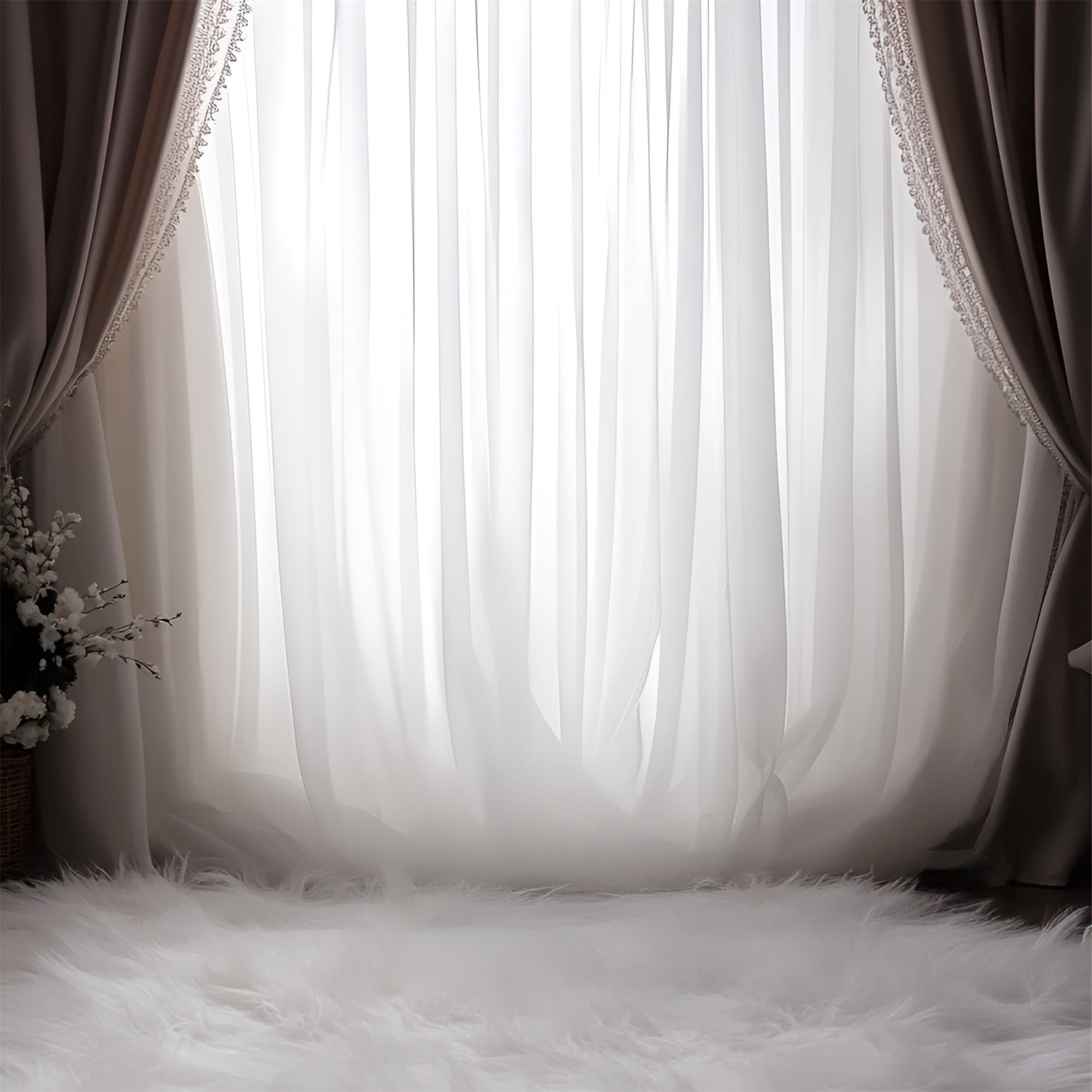 Boudoir Backdrop Vintage Elegance Curtain Fur Backdrop BRP1-468